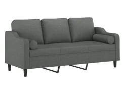 Sofá* Sofá 3 lugares + almofadas decoração 180 cm tecido cinza-escuro PT795706 Cinzento