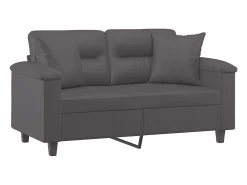 Sofá* Sofá 2 lugares + almofadas decorativas 120cm couro artif. cinza PT716429 Cinzento