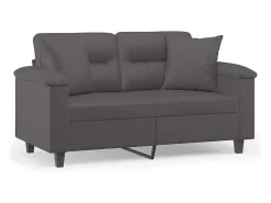 Sofá* Sofá 2 lugares + almofadas decorativas 120cm couro artif. cinza PT716429 Cinzento