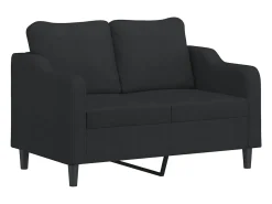 Online vidaxl Sofá 2 lugares + almofadas decorativas 120 cm tecido Preto