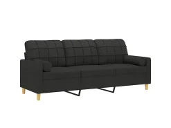 New Sofá 3 lugares + almofadas decorativas 180 cm tecido PT263629 Preto