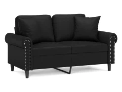 Sofá| Sofá 2 lugares + almofadas decorativas 120cm couro artif. PT357056 Preto