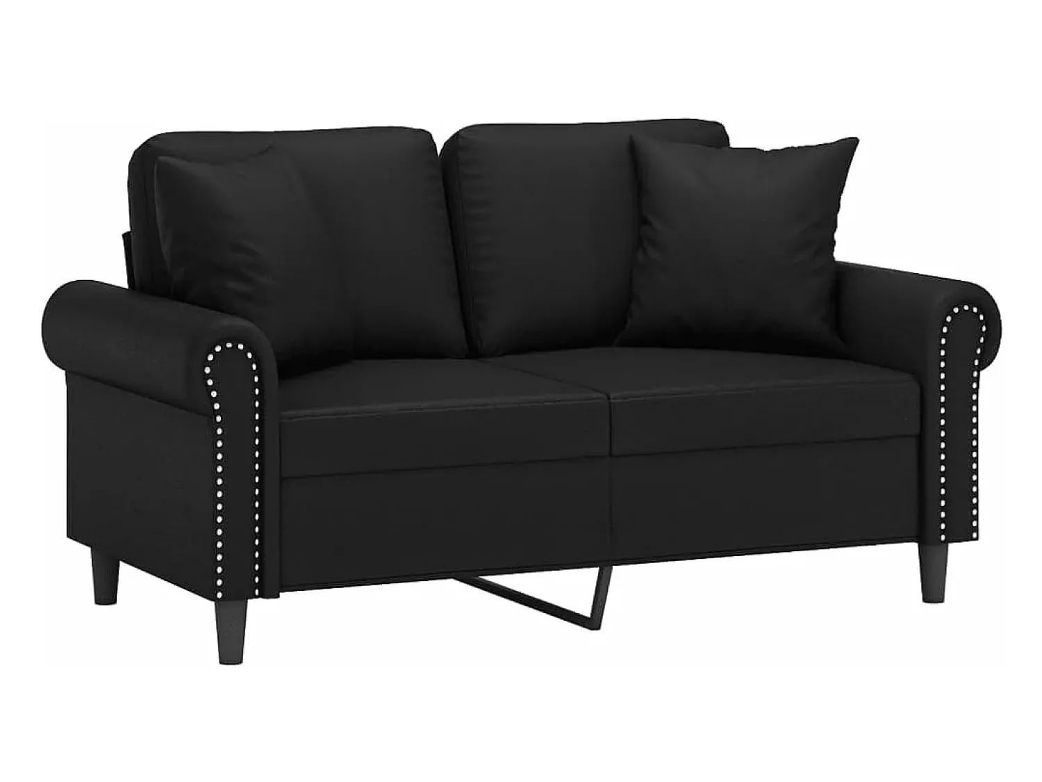 Sofá| Sofá 2 lugares + almofadas decorativas 120cm couro artif. PT357056 Preto