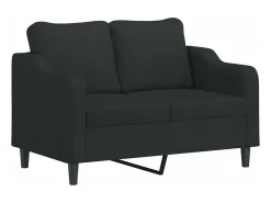 Sofá| Sofá 2 lugares + almofadas decorativas 120 cm tecido PT343111 Preto