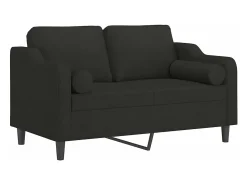 Sofá| Sofá 2 lugares + almofadas decorativas 120 cm tecido PT343111 Preto