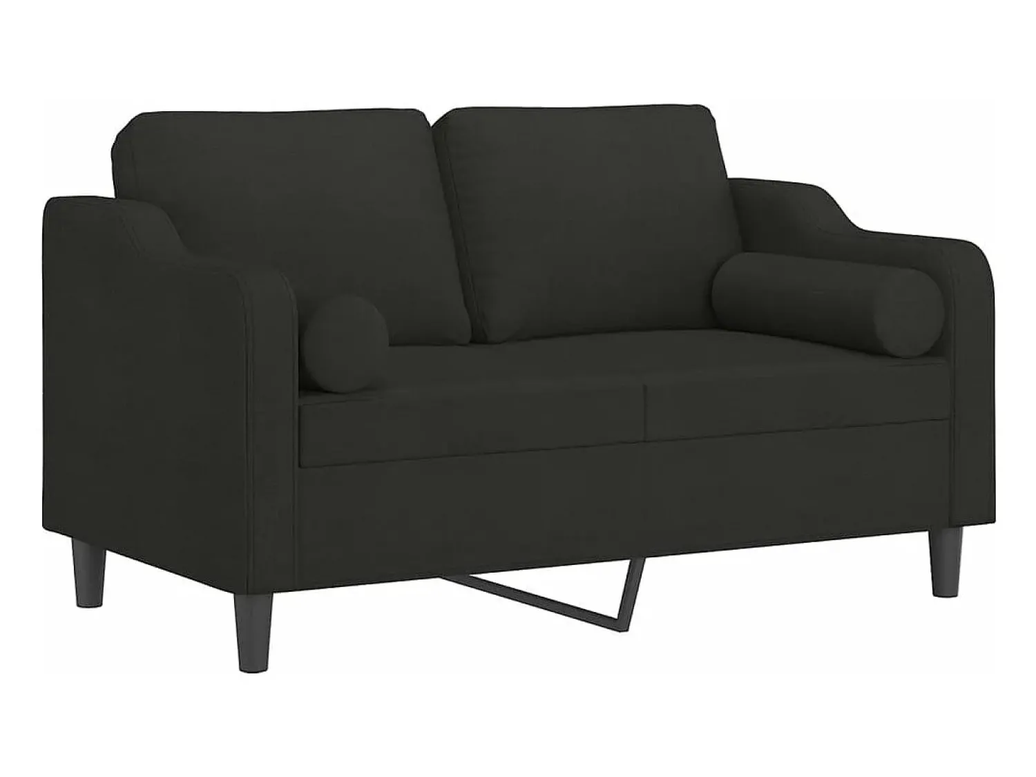 Sofá| Sofá 2 lugares + almofadas decorativas 120 cm tecido PT343111 Preto