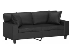 Sofá| Sofá 2 lugares + almofadas decoração 140 cm couro artif. PT467081 Preto