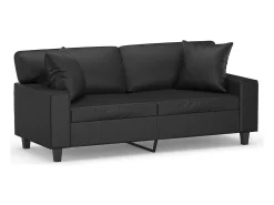 Sofá| Sofá 2 lugares + almofadas decoração 140 cm couro artif. PT467081 Preto