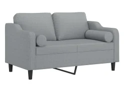Sofá| Sofá 2 lugares + almofadas decorativas 120cm tecido cinza-claro PT125667 Cinzento