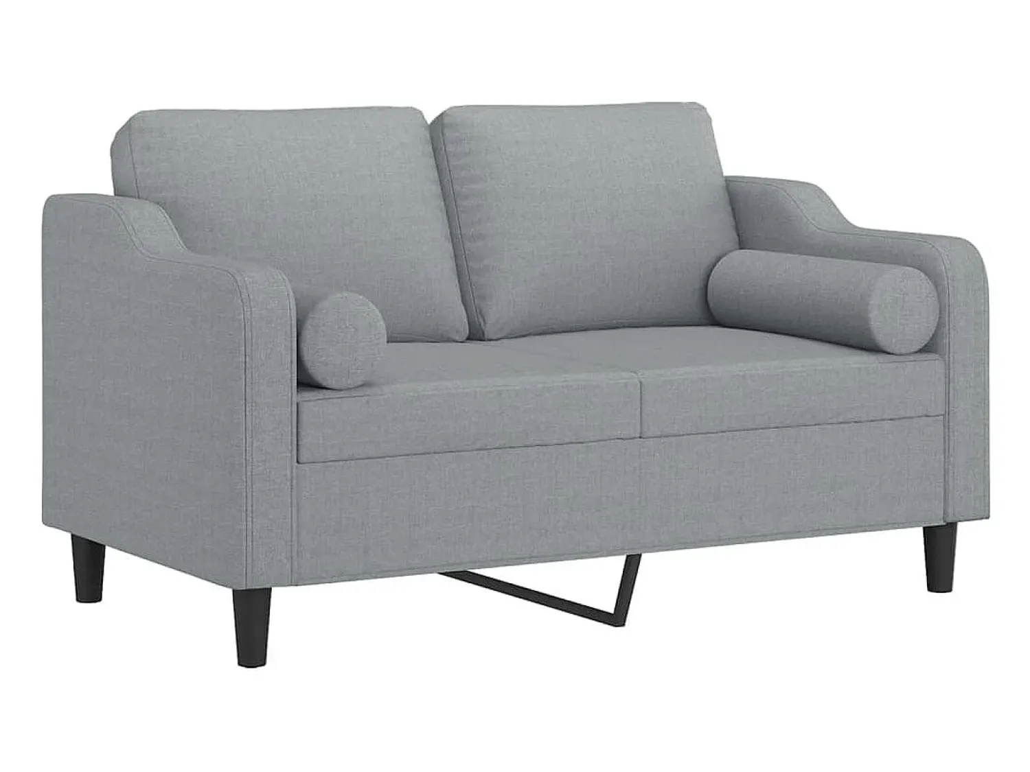 Sofá| Sofá 2 lugares + almofadas decorativas 120cm tecido cinza-claro PT125667 Cinzento