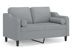 Sofá| Sofá 2 lugares + almofadas decorativas 120cm tecido cinza-claro PT125667 Cinzento