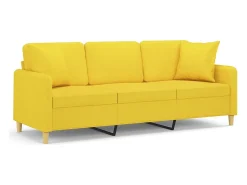 Sofá* Sofá 3 lugares + almofadas decoração 180cm tecido -claro PT521443 Amarelo