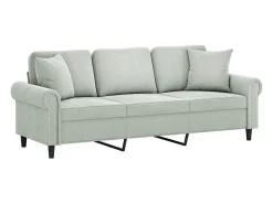 Sale Sofá 3 lugares + almofadas decorativas 180cm veludo cinza-claro PT754436 Cinzento claro