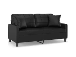 Sofá* Sofá 2 lugares + almofadas decoração 140 cm couro artif. PT597112 Preto