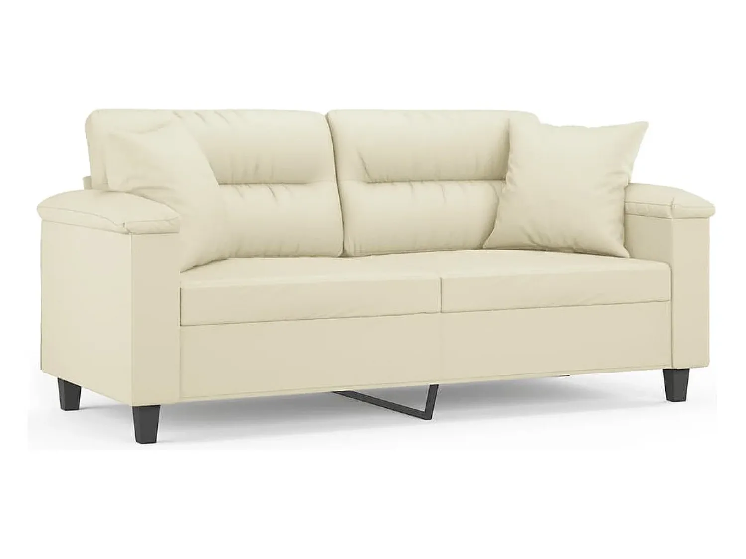 Sale Sofá 2 lugares + almofadas decorativas 140cm couro artif. PT298378 Creme
