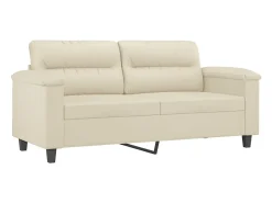 Sale Sofá 2 lugares + almofadas decorativas 140cm couro artif. PT298378 Creme