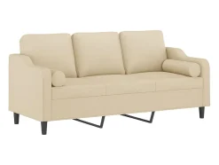 Sofá 3 lugares + almofadas decorativas 180 cm tecido cor PT976958^ Sofá