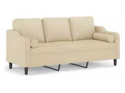 Sofá 3 lugares + almofadas decorativas 180 cm tecido cor PT976958^ Sofá
