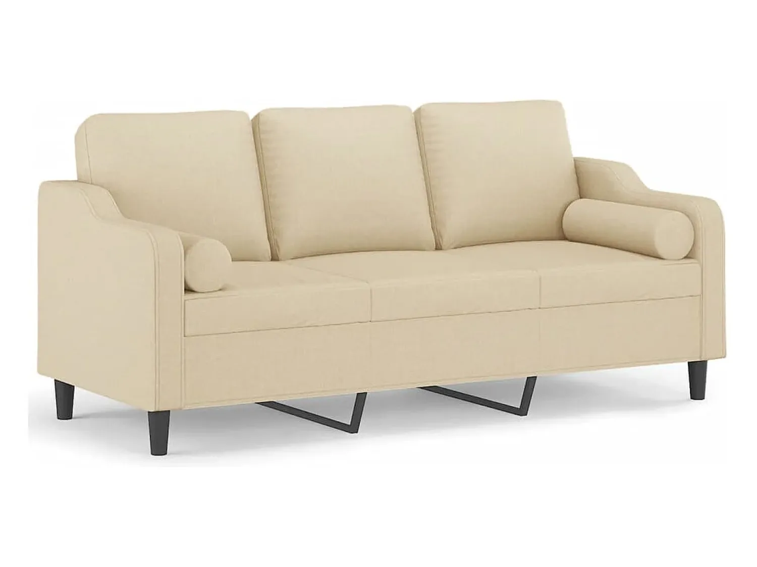 Sofá 3 lugares + almofadas decorativas 180 cm tecido cor PT976958^ Sofá