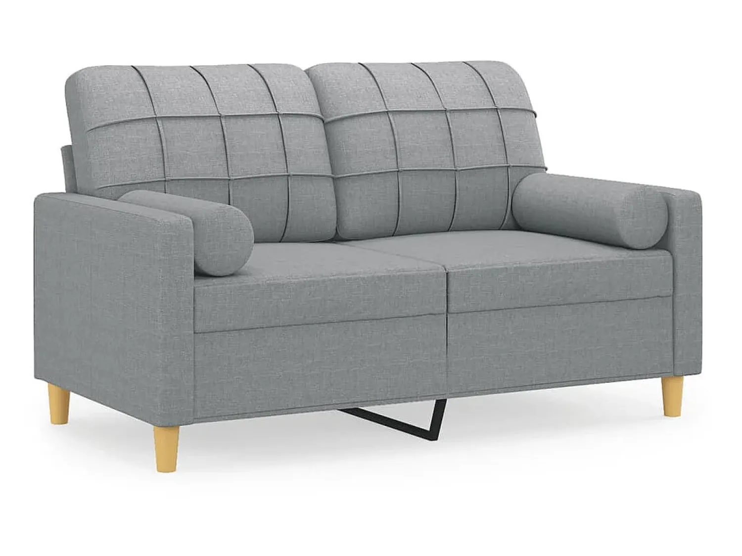 Sofá 2 lugares + almofadas decorativas 120cm tecido cinza-claro PT740532^ Sofá