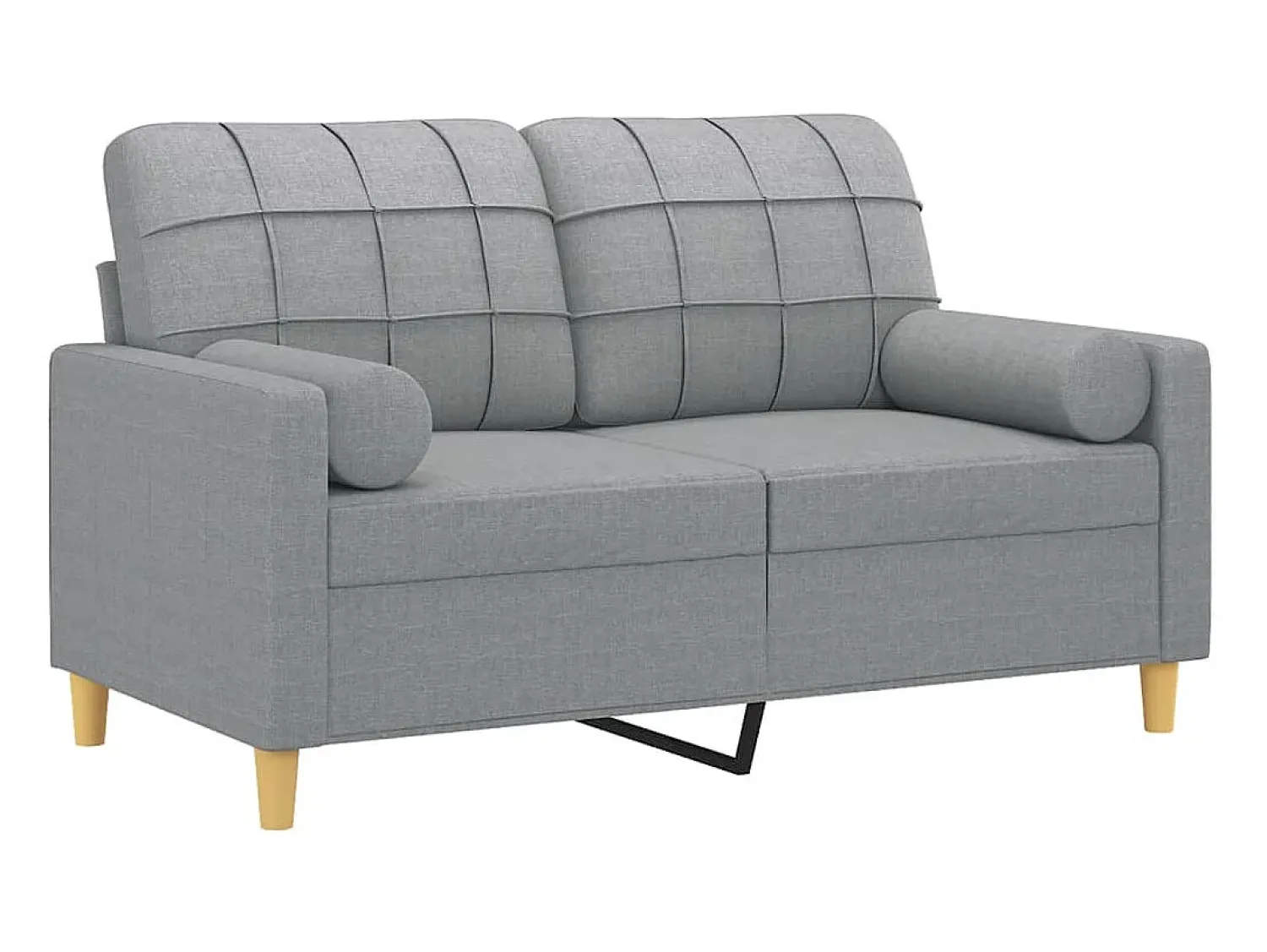 Sofá 2 lugares + almofadas decorativas 120cm tecido cinza-claro PT740532^ Sofá