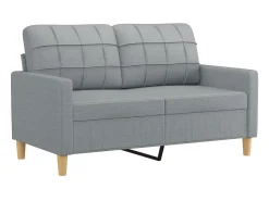 Sofá 2 lugares + almofadas decorativas 120cm tecido cinza-claro PT740532^ Sofá