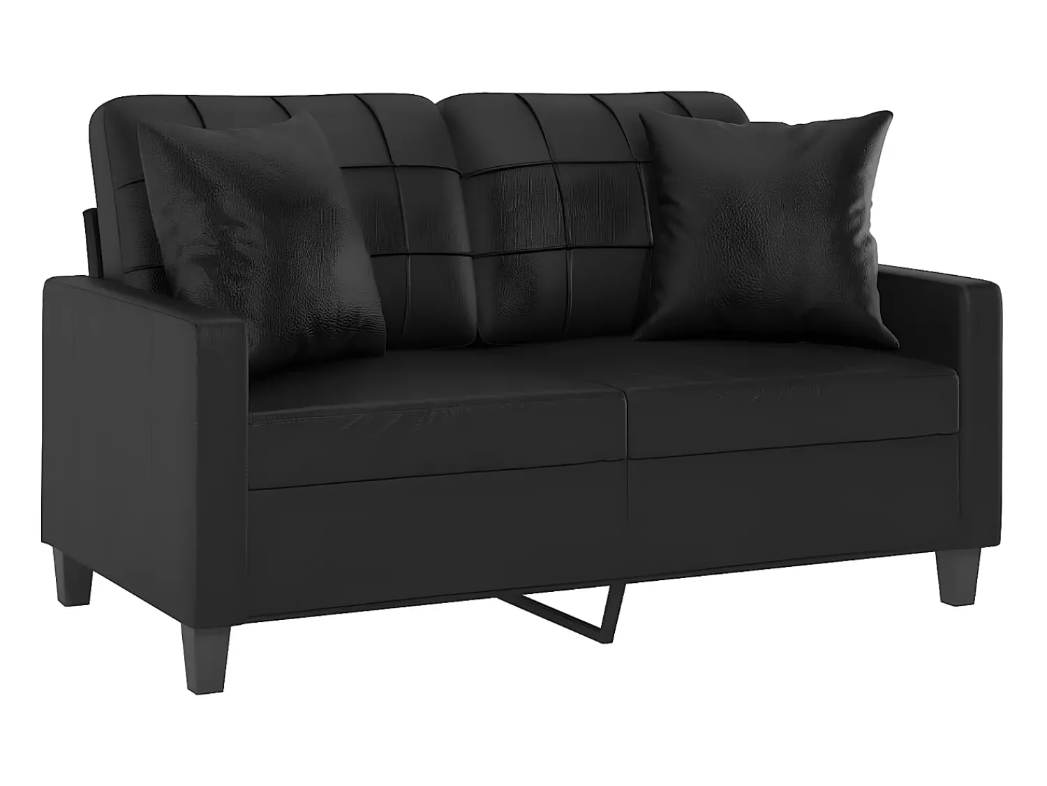 Sofá 2 lugares + almofadas decorativas 120cm couro artif. PT128697^ Sofá