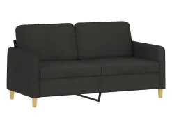 Sofá 2 lugares + almofadas decorativas 140 cm tecido PT721065 Preto