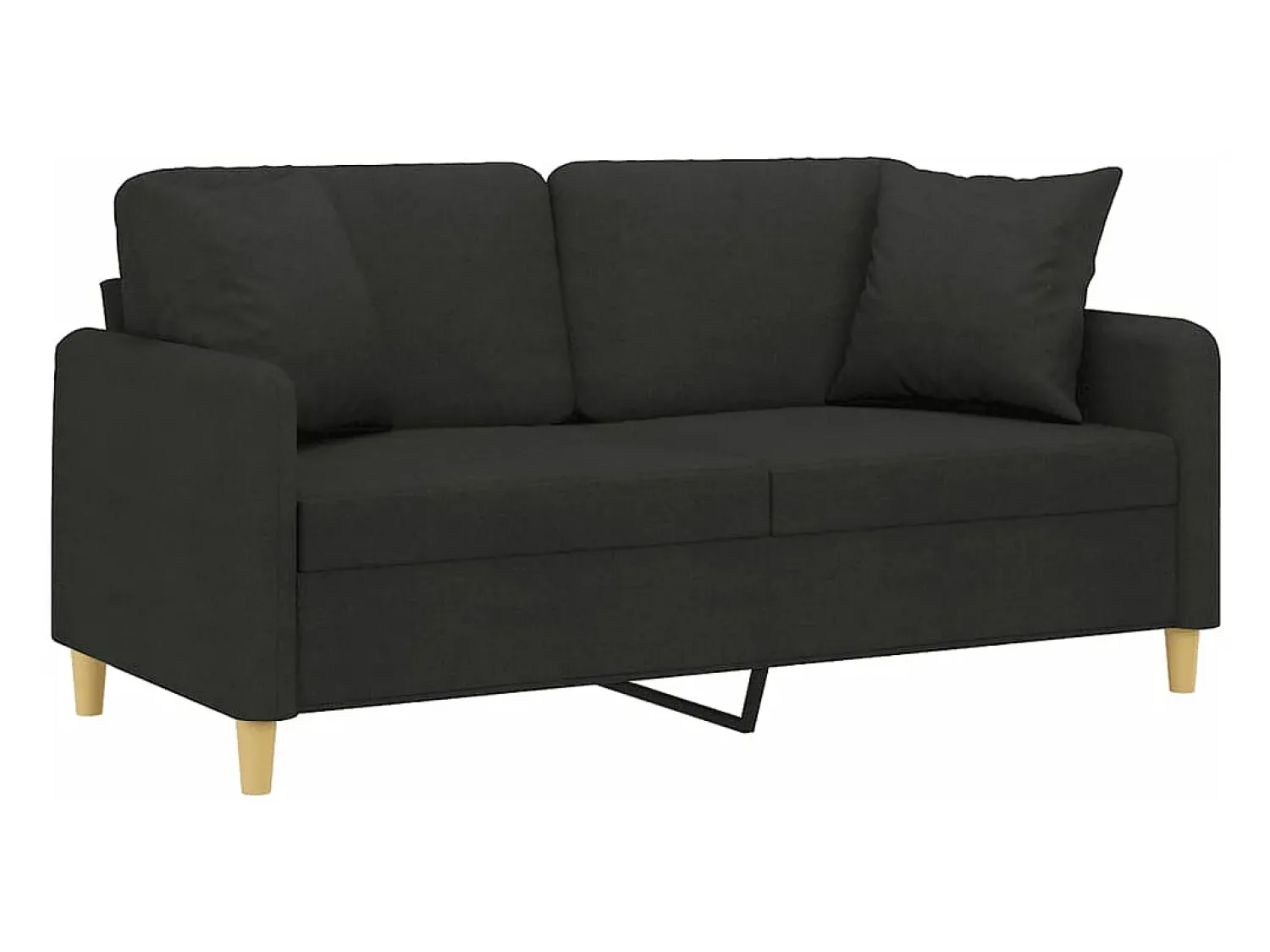 Sofá 2 lugares + almofadas decorativas 140 cm tecido PT721065 Preto