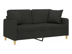 Sofá 2 lugares + almofadas decorativas 140 cm tecido PT721065 Preto
