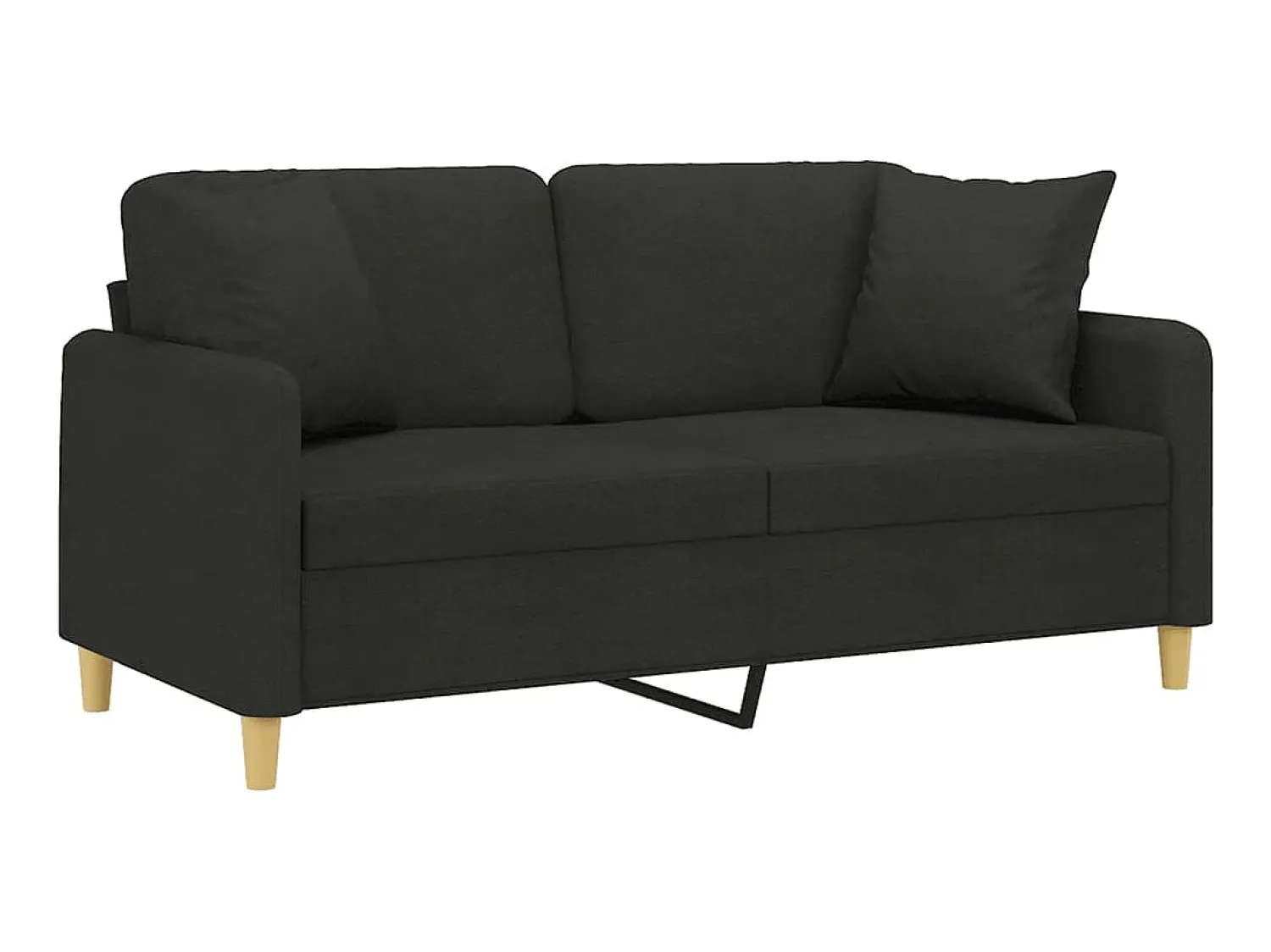 Sofá 2 lugares + almofadas decorativas 140 cm tecido PT721065 Preto
