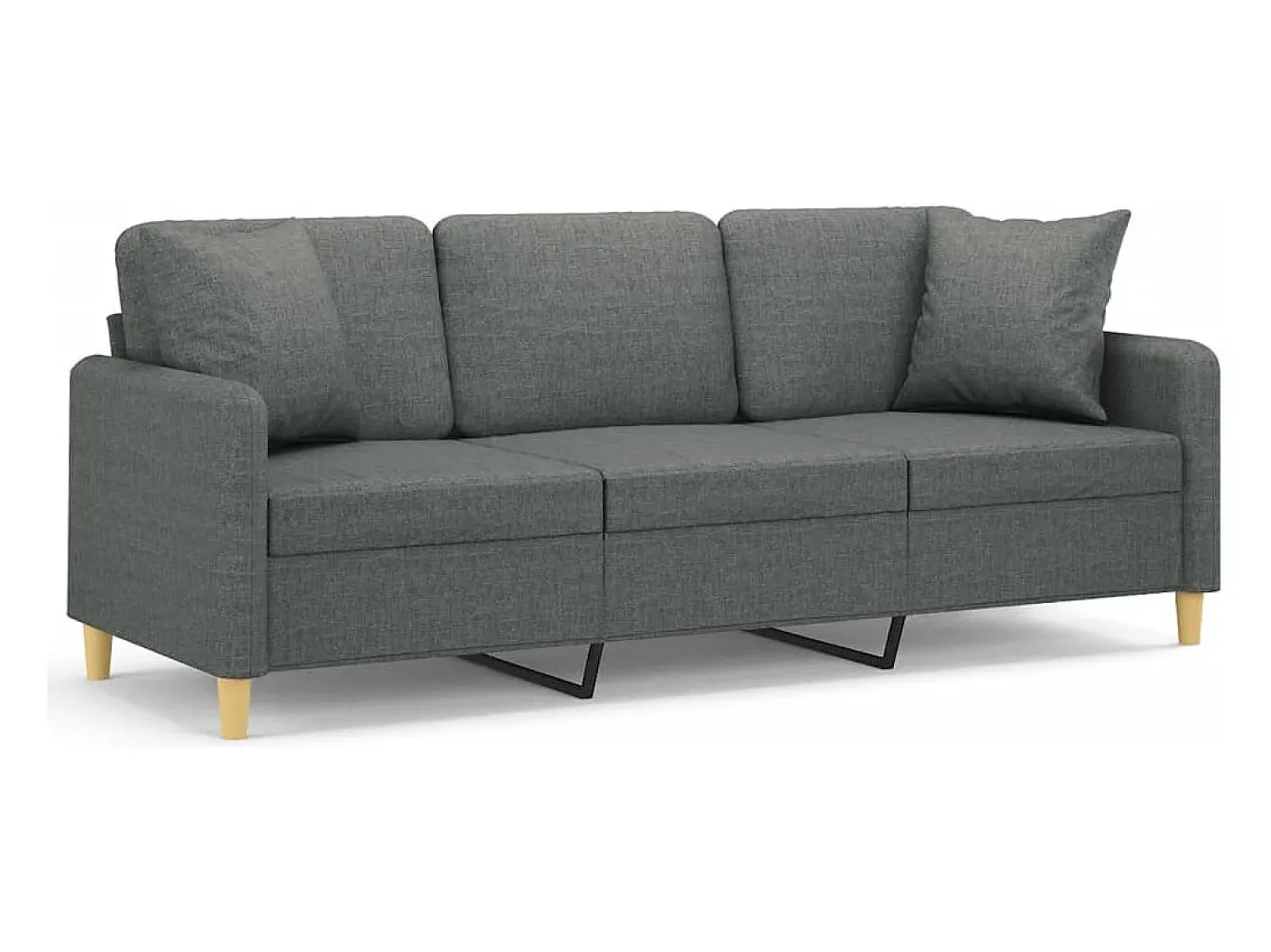 Clearance Sofá 3 lugares + almofadas decoração 180 cm tecido cinza-escuro PT416054 Cinzento