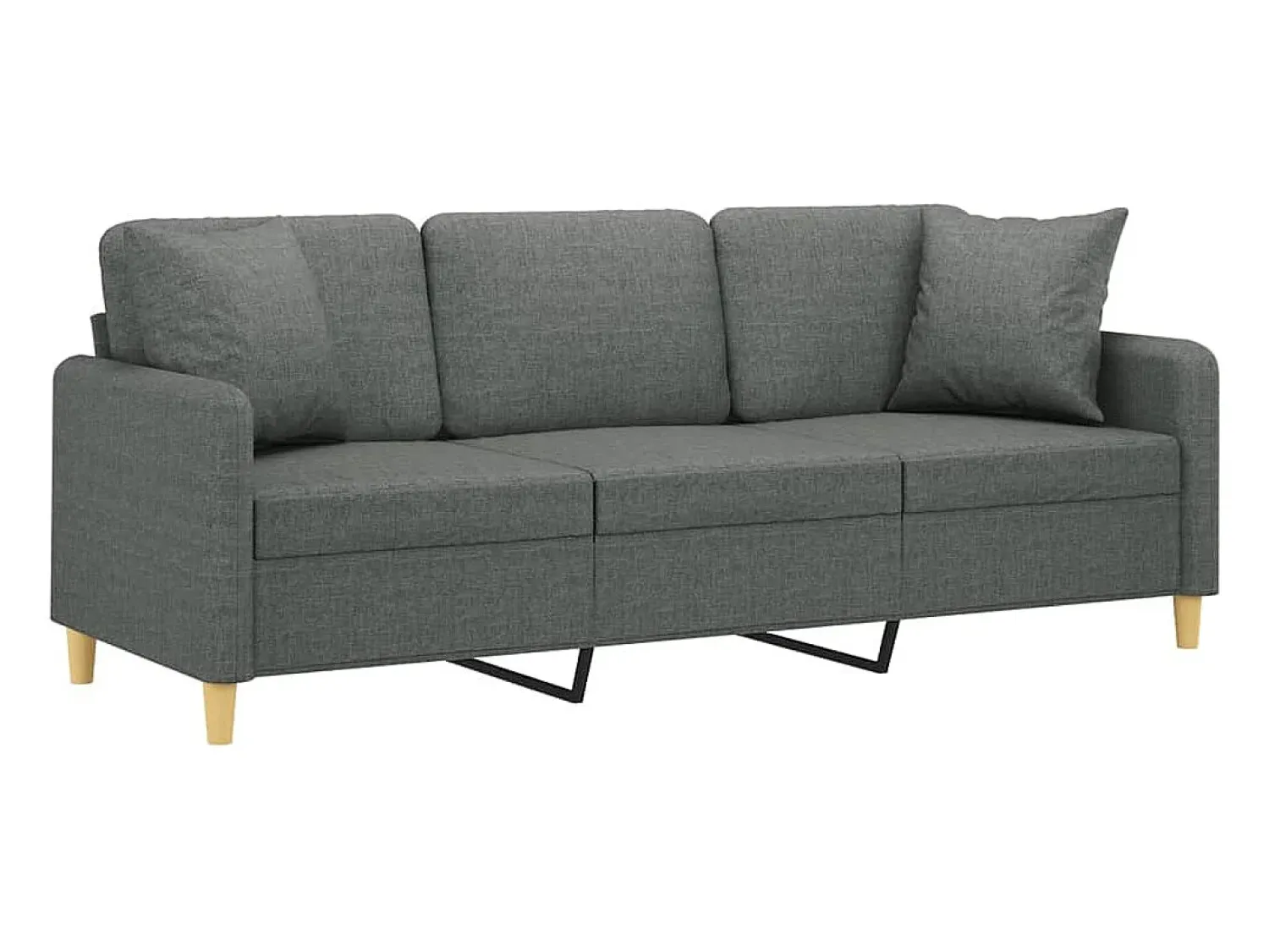 Clearance Sofá 3 lugares + almofadas decoração 180 cm tecido cinza-escuro PT416054 Cinzento