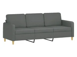 Clearance Sofá 3 lugares + almofadas decoração 180 cm tecido cinza-escuro PT416054 Cinzento