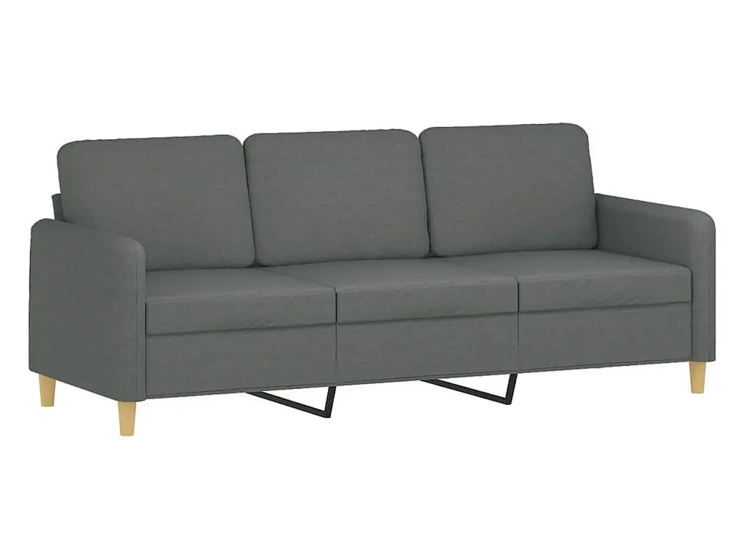 Clearance Sofá 3 lugares + almofadas decoração 180 cm tecido cinza-escuro PT416054 Cinzento