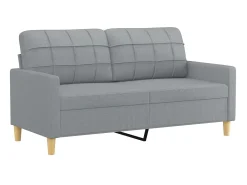 Sofá* Sofá 2 lugares + almofadas decorativas 140cm tecido cinza-claro PT354069 Cinzento