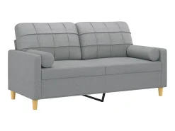 Sofá* Sofá 2 lugares + almofadas decorativas 140cm tecido cinza-claro PT354069 Cinzento