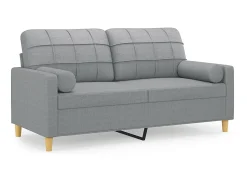 Sofá* Sofá 2 lugares + almofadas decorativas 140cm tecido cinza-claro PT354069 Cinzento
