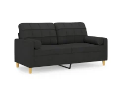 Sofá| Sofá 2 lugares + almofadas decorativas 140 cm tecido PT195736 Preto