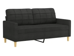 Sofá| Sofá 2 lugares + almofadas decorativas 140 cm tecido PT195736 Preto