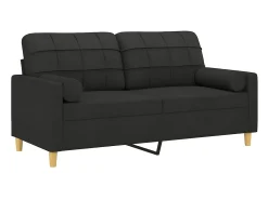 Sofá| Sofá 2 lugares + almofadas decorativas 140 cm tecido PT195736 Preto