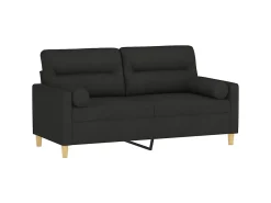 Sofá| Sofá 2 lugares + almofadas decorativas 140 cm tecido PT888762 Preto