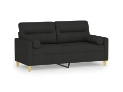 Sofá| Sofá 2 lugares + almofadas decorativas 140 cm tecido PT888762 Preto