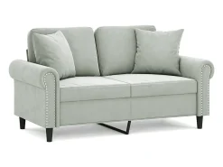 Sofá* Sofá 2 lugares + almofadas decorativas 120cm veludo cinza-claro PT899279 Cinzento claro