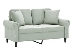 Sofá* Sofá 2 lugares + almofadas decorativas 120cm veludo cinza-claro PT899279 Cinzento claro