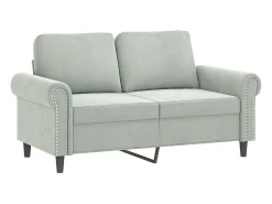 Sofá* Sofá 2 lugares + almofadas decorativas 120cm veludo cinza-claro PT899279 Cinzento claro