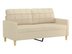 Sofá|vidaxl Sofá 2 lugares + almofadas decorativas 140 cm tecido cor Creme