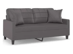 Sofá* Sofá 2 lugares + almofadas decorativas 140cm couro artif. cinza PT554061 Cinzento