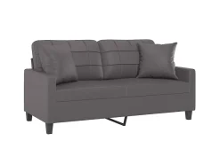 Sofá* Sofá 2 lugares + almofadas decorativas 140cm couro artif. cinza PT554061 Cinzento