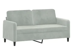Sofá 2 lugares + almofadas decorativas 140cm veludo cinza-claro PT965093^ Sofá